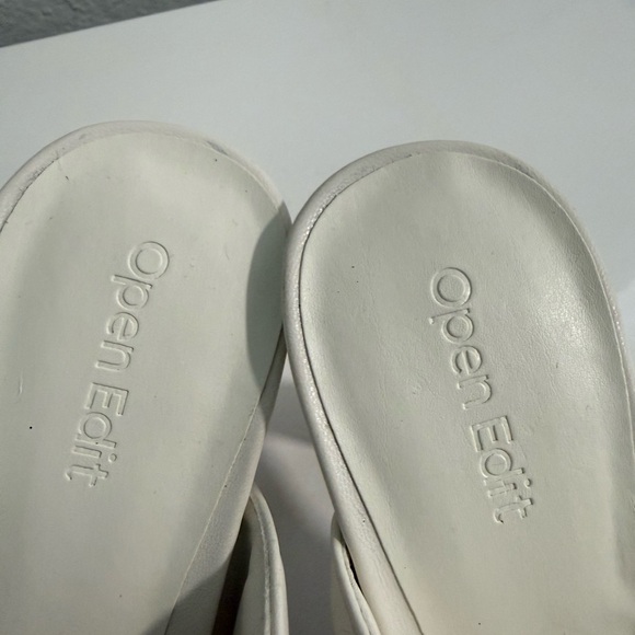 Open edit white  Double-Strap Square Toe Mid-Heel Mule - Picture 5 of 8